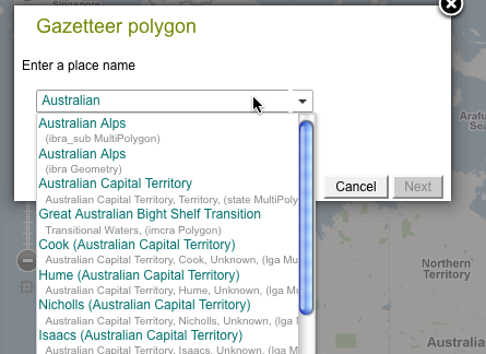 Enter a place name from the ALA gazetteer