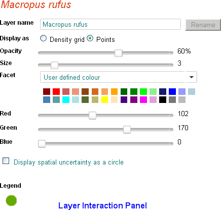 Layer interaction panel