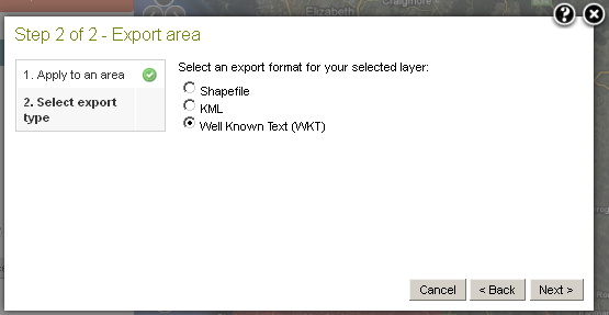 Export Area Well Known Text (WKT)