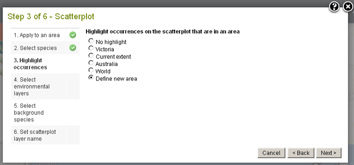 Highlight occurrences on the Scatterplot that are in an area