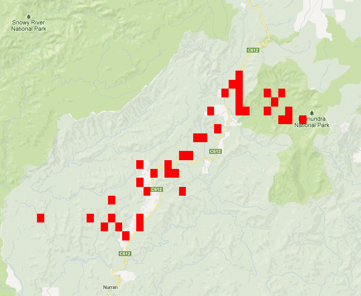 Envelope areas near Nurran, Victoria