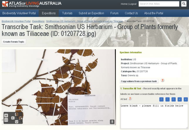 Specimen labels