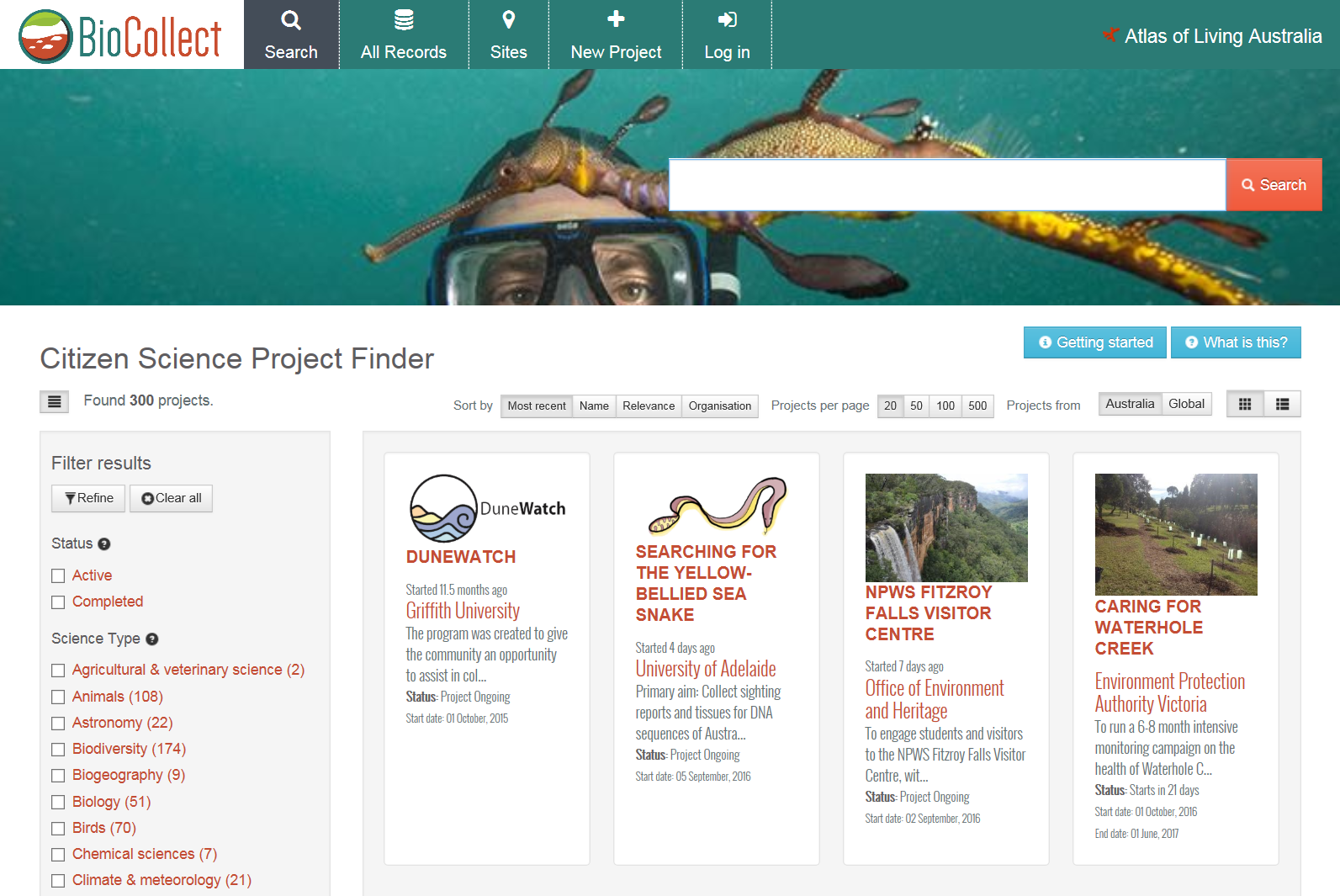 ALA's Citizen Science Porject Finder
