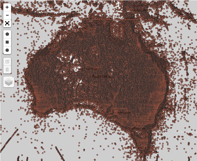 The Atlas now holds over 10 million records of specimens held in natural history collections. Each brown dot represents where a specimen has been collected from.