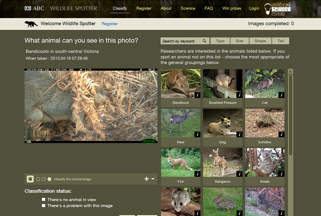 The Wildlife Spotter website is now live. Register to help identify animals across Australia. 