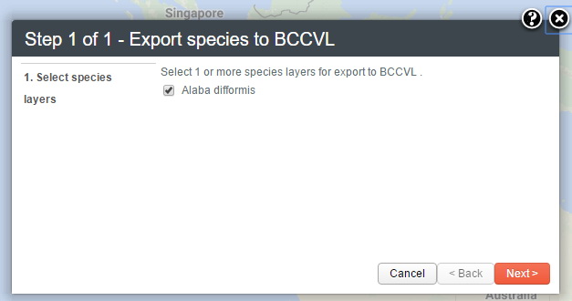 Select the point layer to export to bccvl