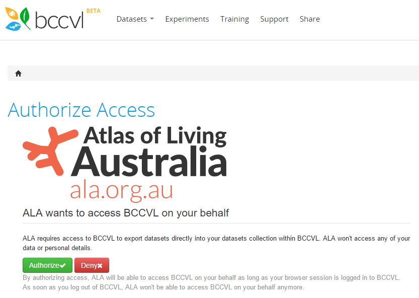 Authorise access to BCCvL