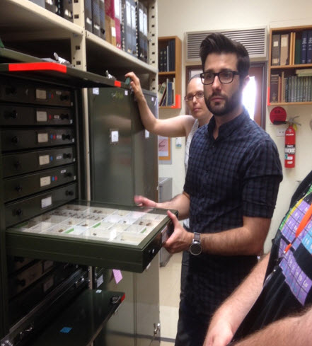 Brian Lessard shows teachers through the Australian National Insect Collection