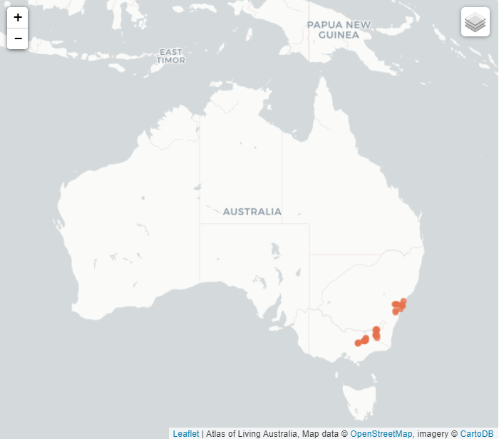 MAP 1 - Occurrence records map for the Mountain Pygmy-Possum