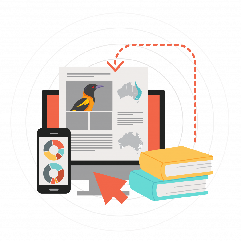 Illustration showing research publications