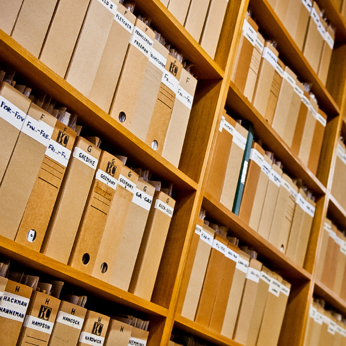 shelves full of folders