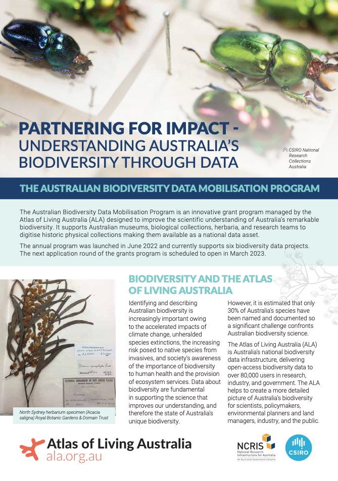 Australian Biodiversity Data Mobilisation Program prospectus flyer