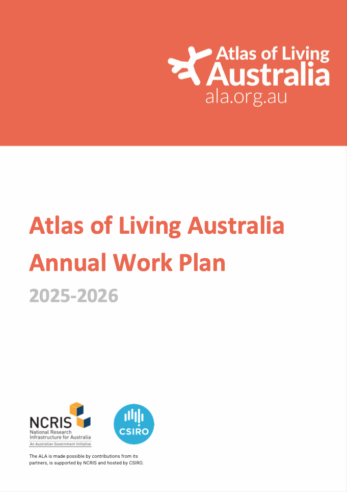 Cover of ALA Work Plan 2025-2026, white and orange with ALA logo