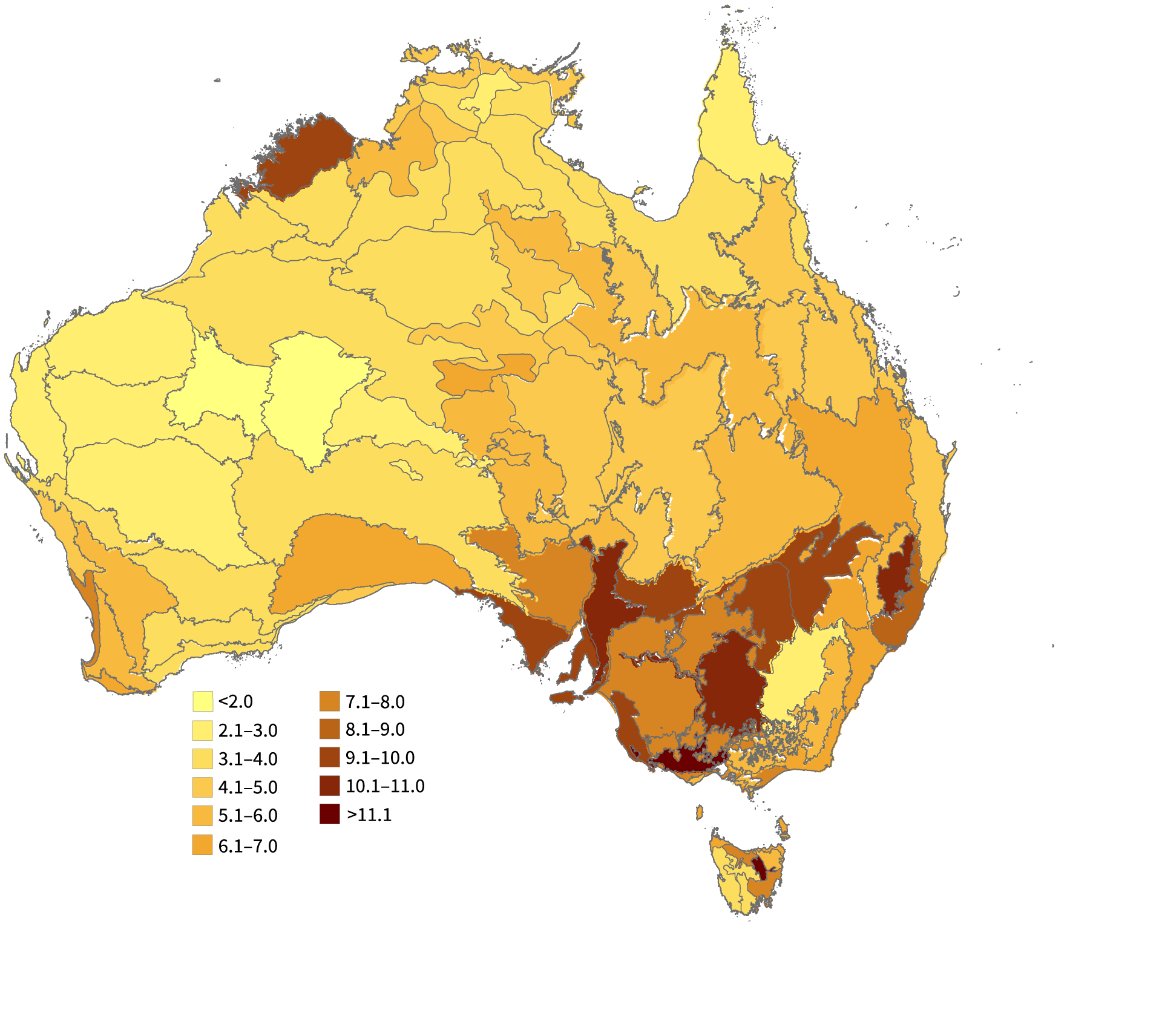 Introduced species as a percentage of all species