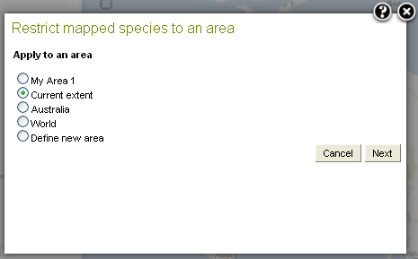 Species apply to area