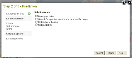 Prediction Species preselected