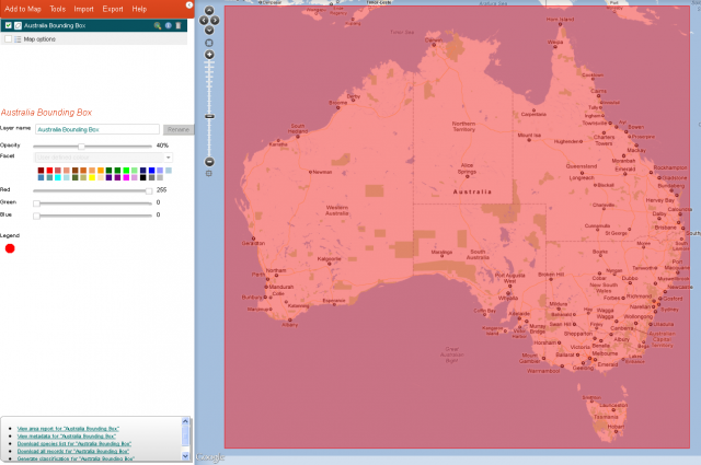 A bounding box around Australia