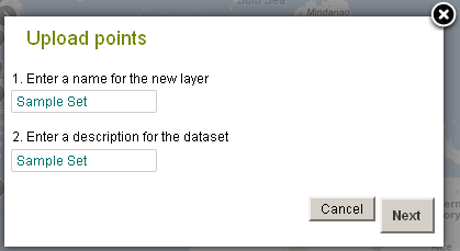 Name the layer and add an optional description for the CSV file