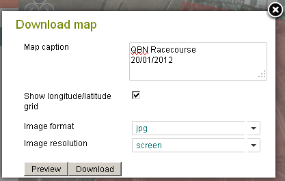 Export Map dialogue window Export Map dialogue window