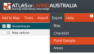 Export Point Sample menu option