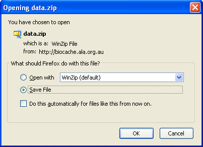 Export point sample data zip file