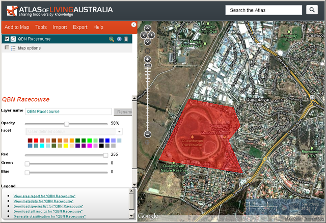 The uploaded shapefile layer is added to the map. The satellite base map is shown above.