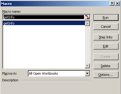 getInfo run the macro