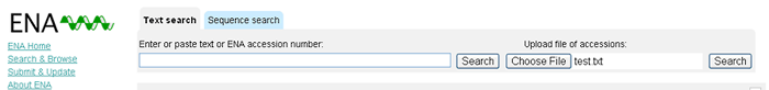 Add the text file with Catalogue Numbers in ENA Add the text file with Catalogue Numbers in ENA