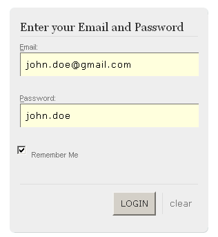Example Login Screen Example Login Screen