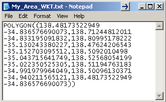 Contents of the WKT file