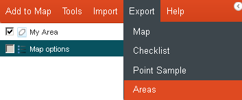 Export Area Menu Option