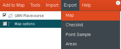 Export Map menu option Export Map menu option