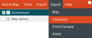 Export Checklist menu option Export Checklist menu option