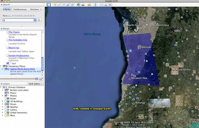 KML loaded into Google Earth