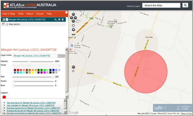 Select one of the above locations using the gazetteer