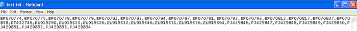 Test txt file of Catalogue Numbers Test txt file of Catalogue Numbers
