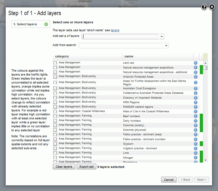 Layers list box