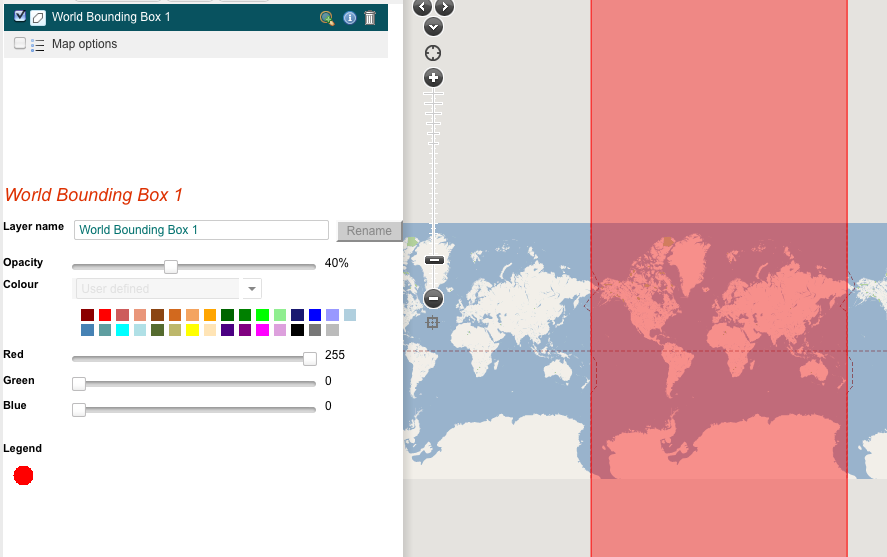 Draws a bounding box around most of the world Draws a bounding box around most of the world