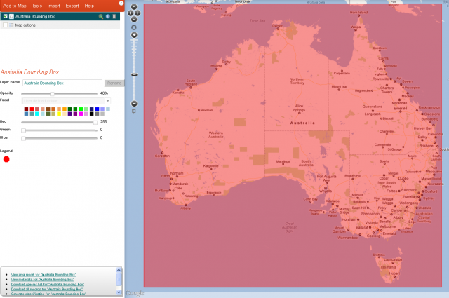 A bounding box around Australia A bounding box around Australia